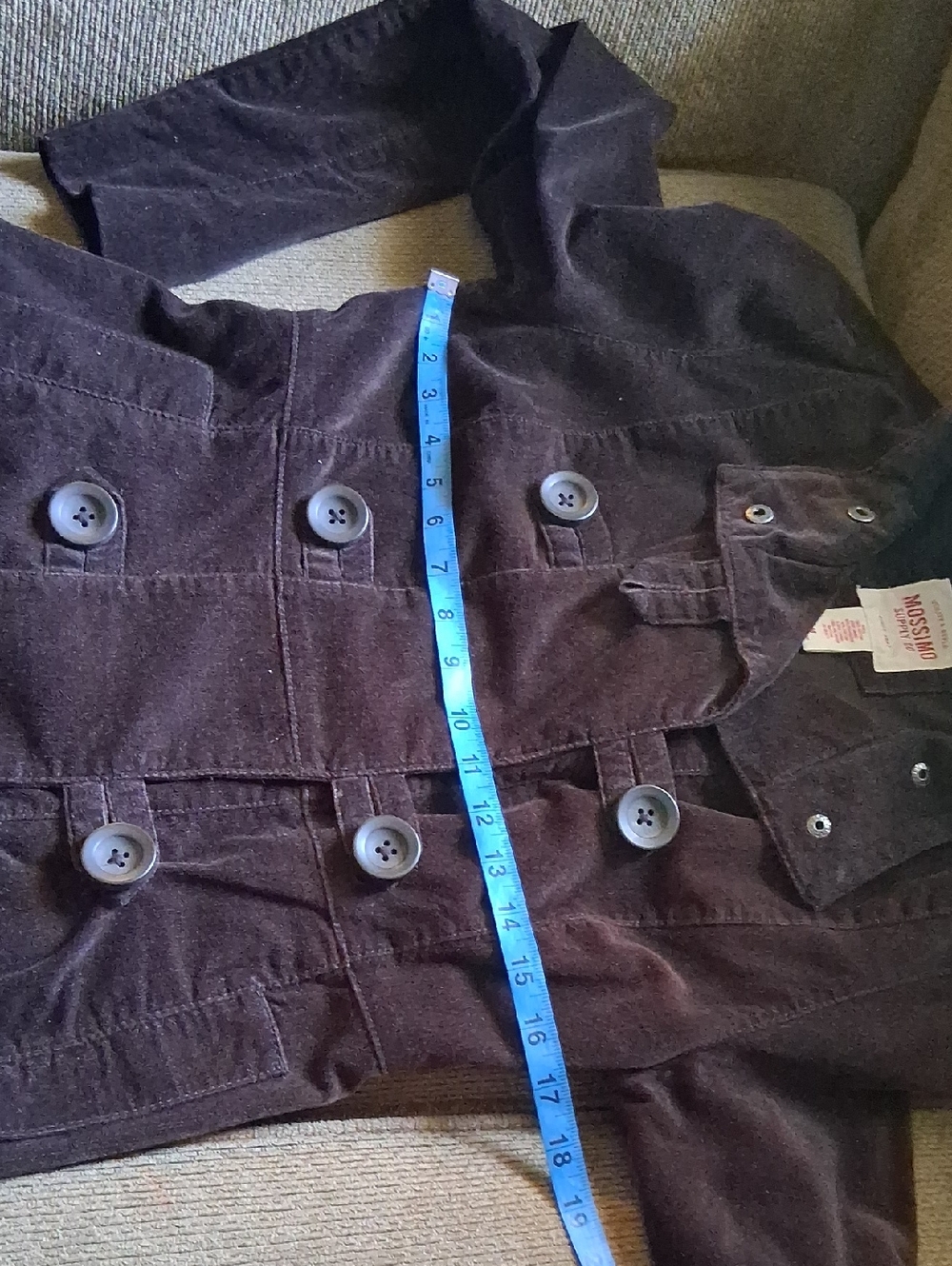 Mossimo Supply Co. Dark Brown Corduroy Double-Breasted Pea Coat - Picture 4 of 6